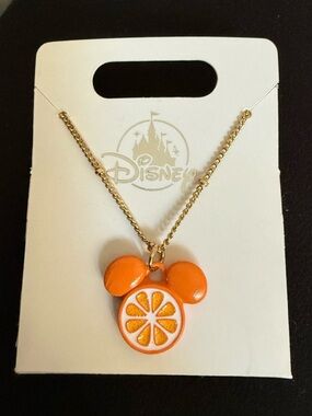 Disney Orange Mickey Slice Pendant Necklace - NWT